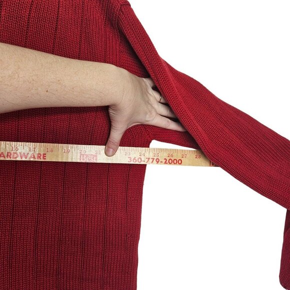 Vtg 90s Polo Ralph Lauren Flag Logo Red Cotton‎ Knit Pullover Sweater Mens Sz XL - Picture 9 of 15